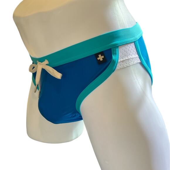 Andrew Christian Retro Mesh Bikini Blue Large - Picture 2 of 11